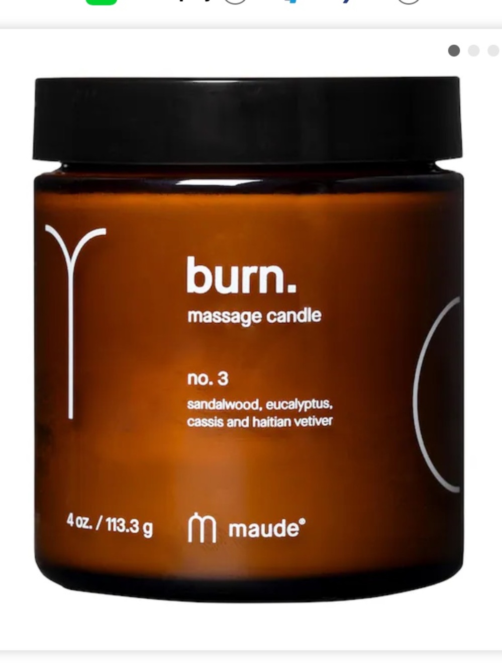 Maude burn Massage Candle in Amber Jar with Green Box